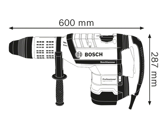 Vrtalno kladivo Bosch GBH 12-52 DV s sistemom SDS max, 1.700W, 19J, 11.9kg, 0611266000